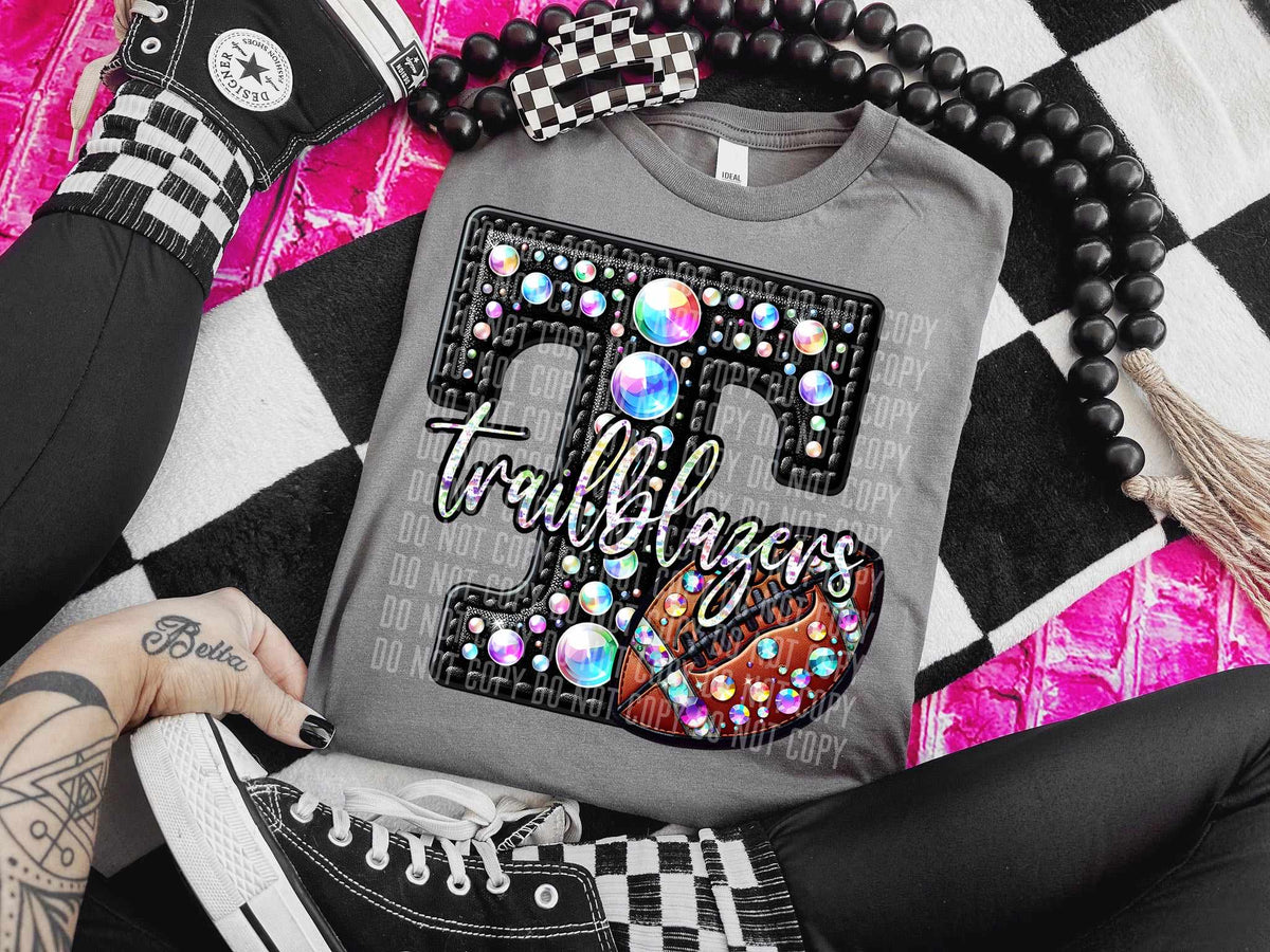 T trailblazers leather rhinestone (caplinger) 52928 DTF transfer