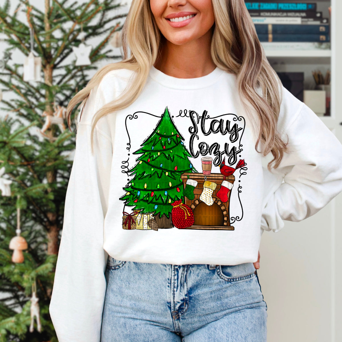 Stay cozy Christmas tree 103600 DTF transfer