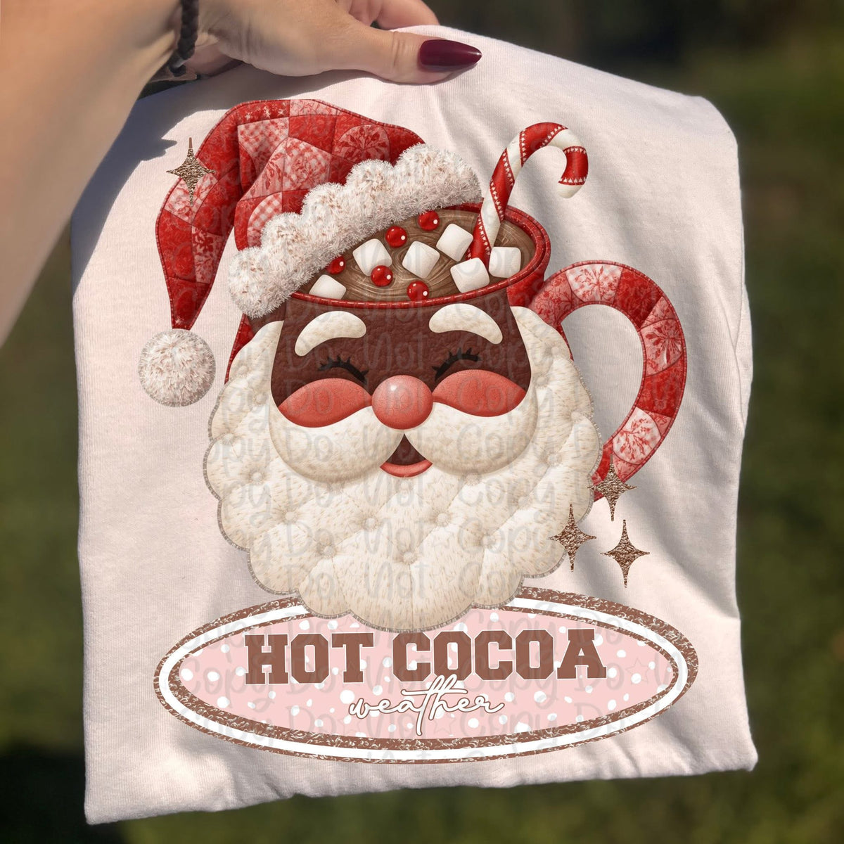 Hot cocoa Santa darker skin tone (Virgo) DTF Transfer