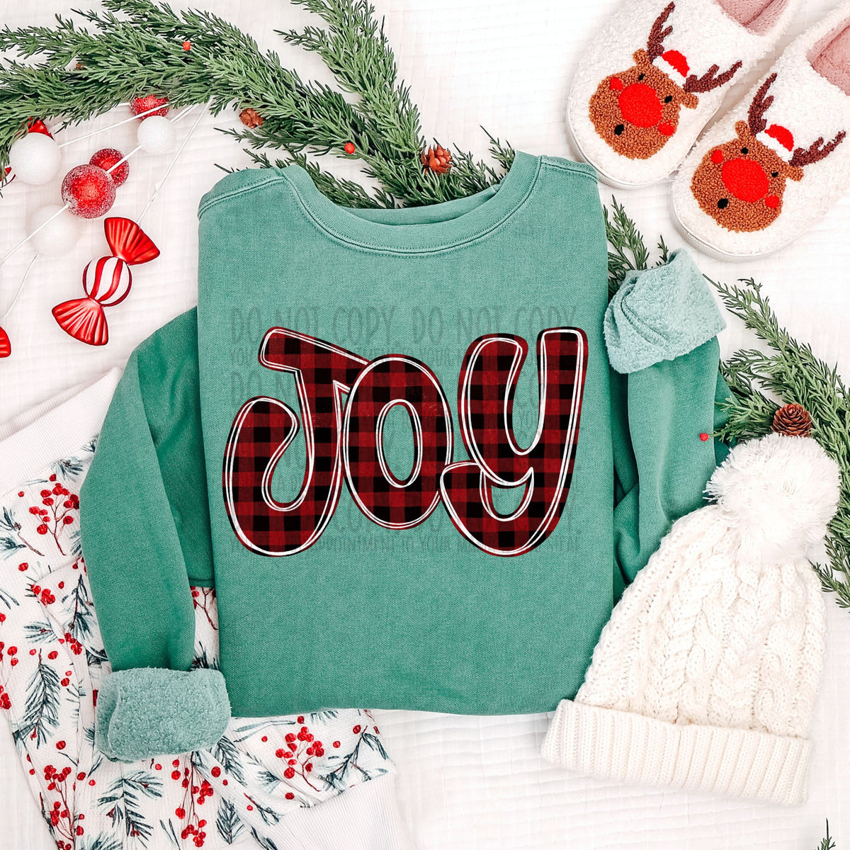 Joy red and black plaid (SWD) DTF transfer