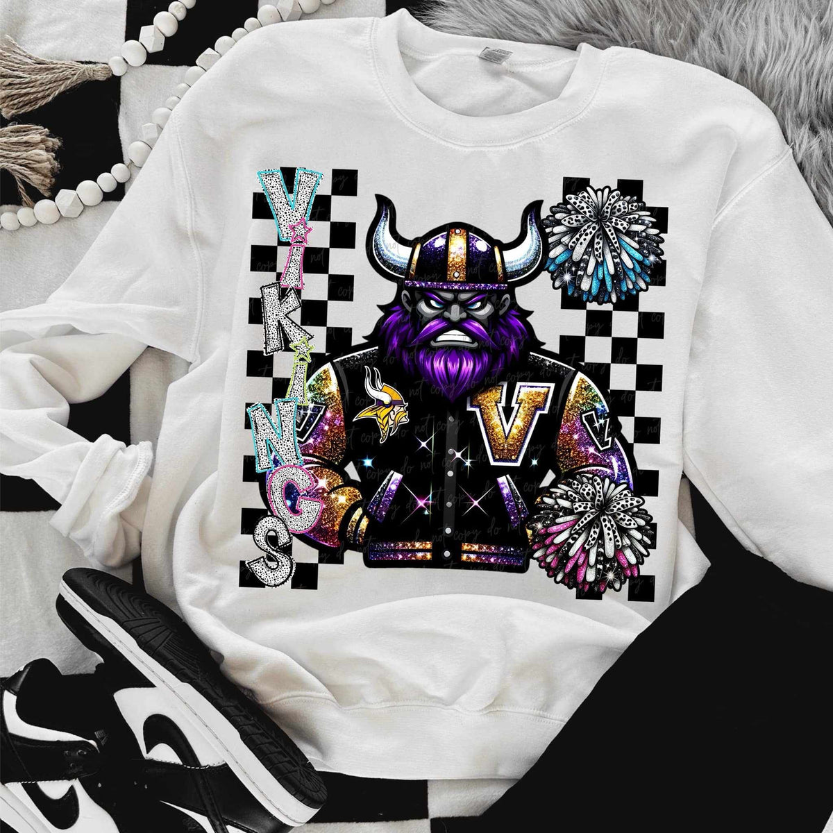 Vikings Dalmatian filled with mascot pom poms (VIRGO) 58056 DTF transfer