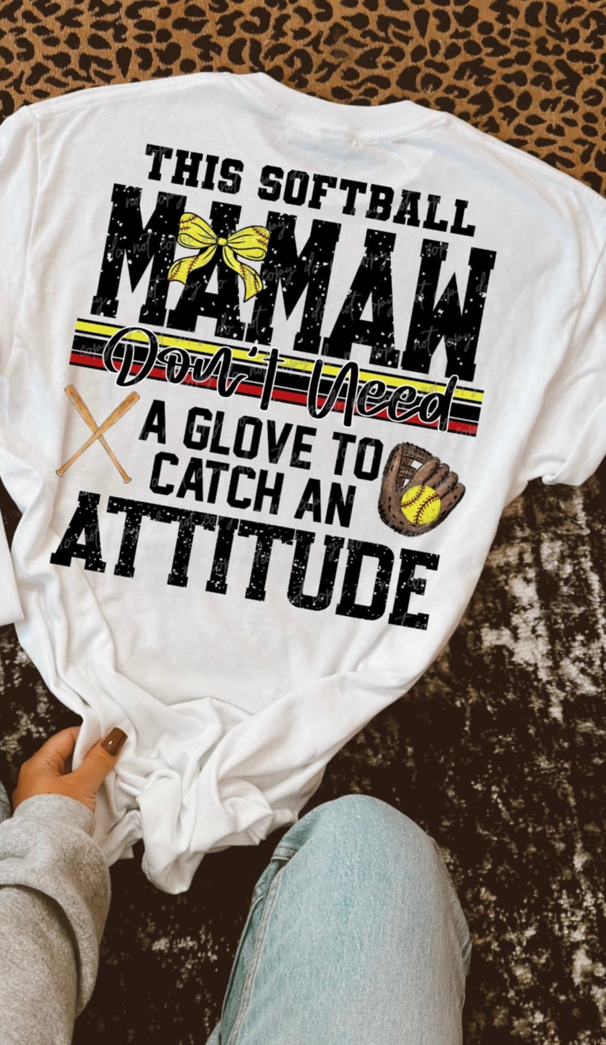 This softball mamaw don’t need a glove to catch an attitude BOW (VIRGO) 90593 DTF transfer