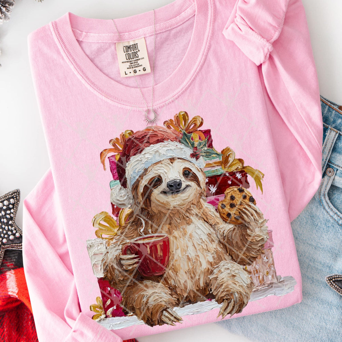 Faux Paint Christmas Sloth (TTD) DTF Transfer