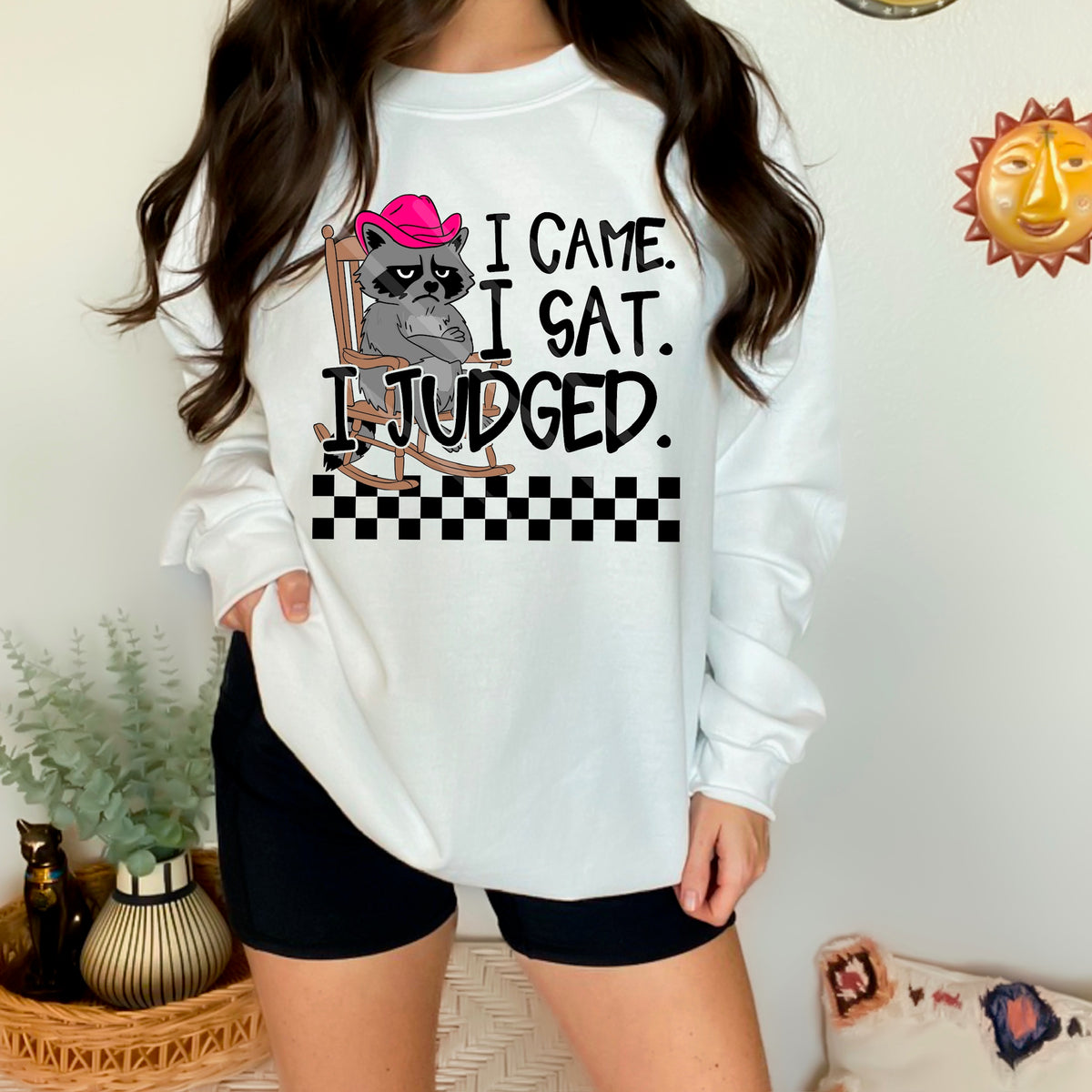 I came I sat I judges raccoon PINK HAT 110657 DTF transfer