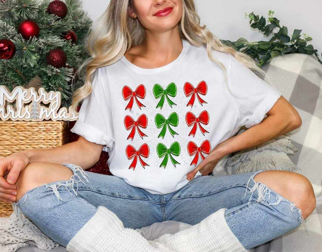 Red and green bows (C’s) 64768 DTF transfer