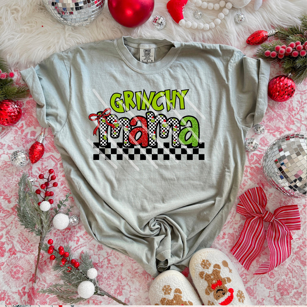 Greeny mama with bow (green on top) (MZ) 113616 DTF transfer