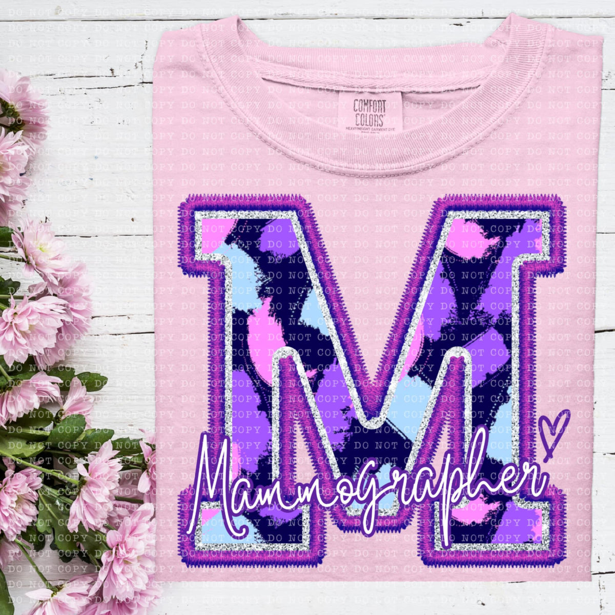 M mammographer purple brushstrokes (ECHT) 93969 DTF transfer