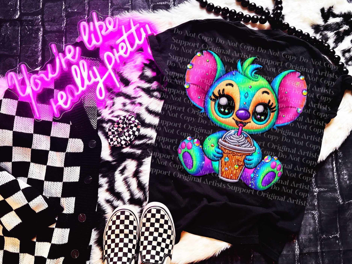 Rainbow koala with drink (GWD) 52872 DTF transfer