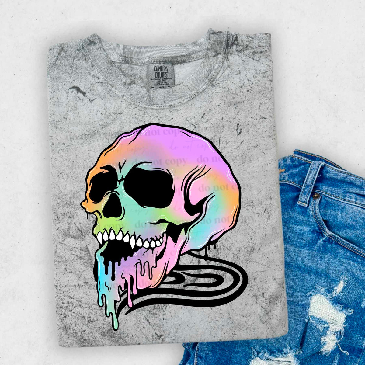 Rainbow skull (CSC) 55555 DTF transfer