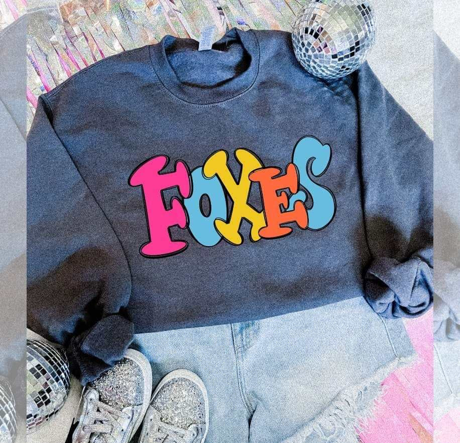 Foxes colorful bubble font (S&G) 64488 DTF transfer