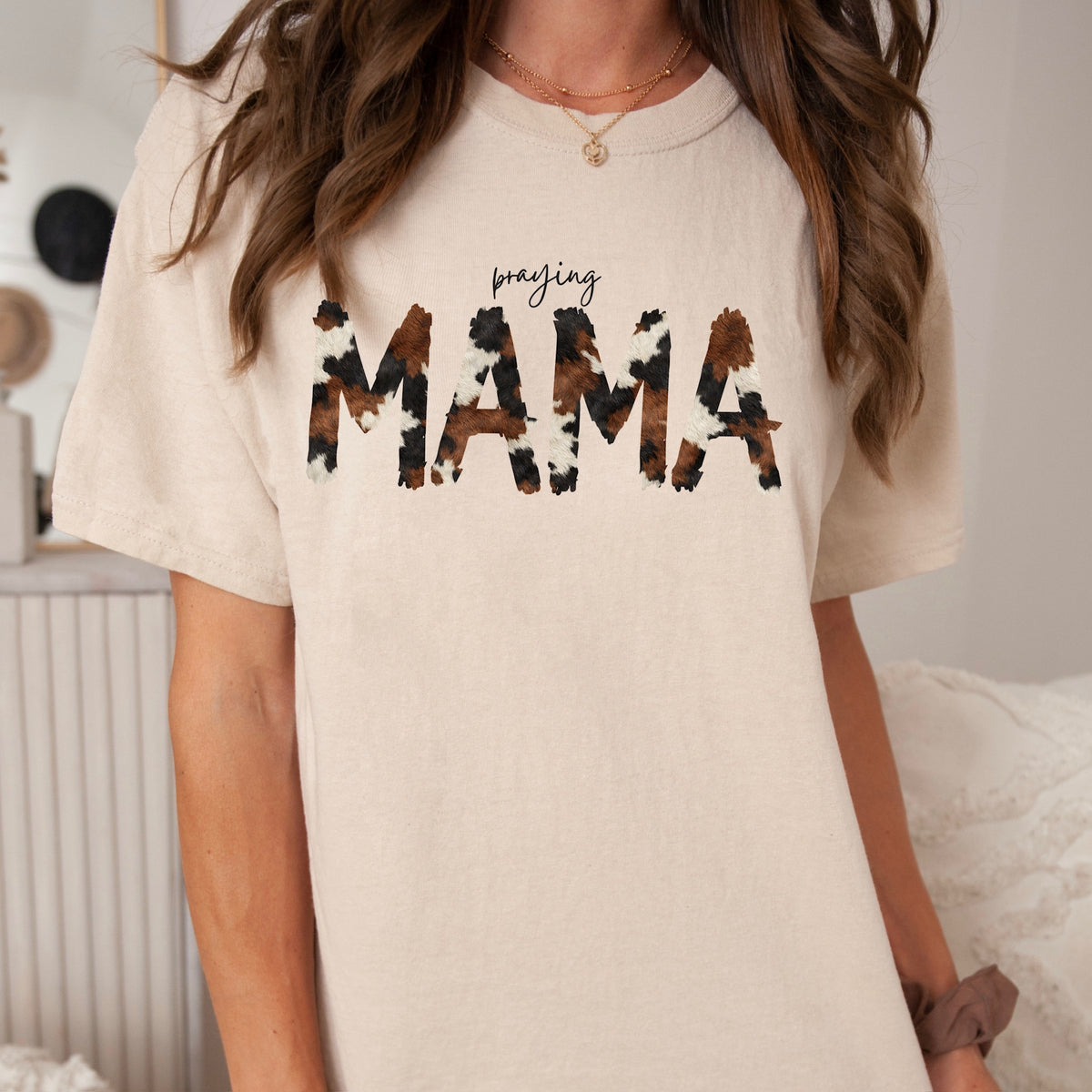 Praying mama cow print (black curisve) DTF Transfer