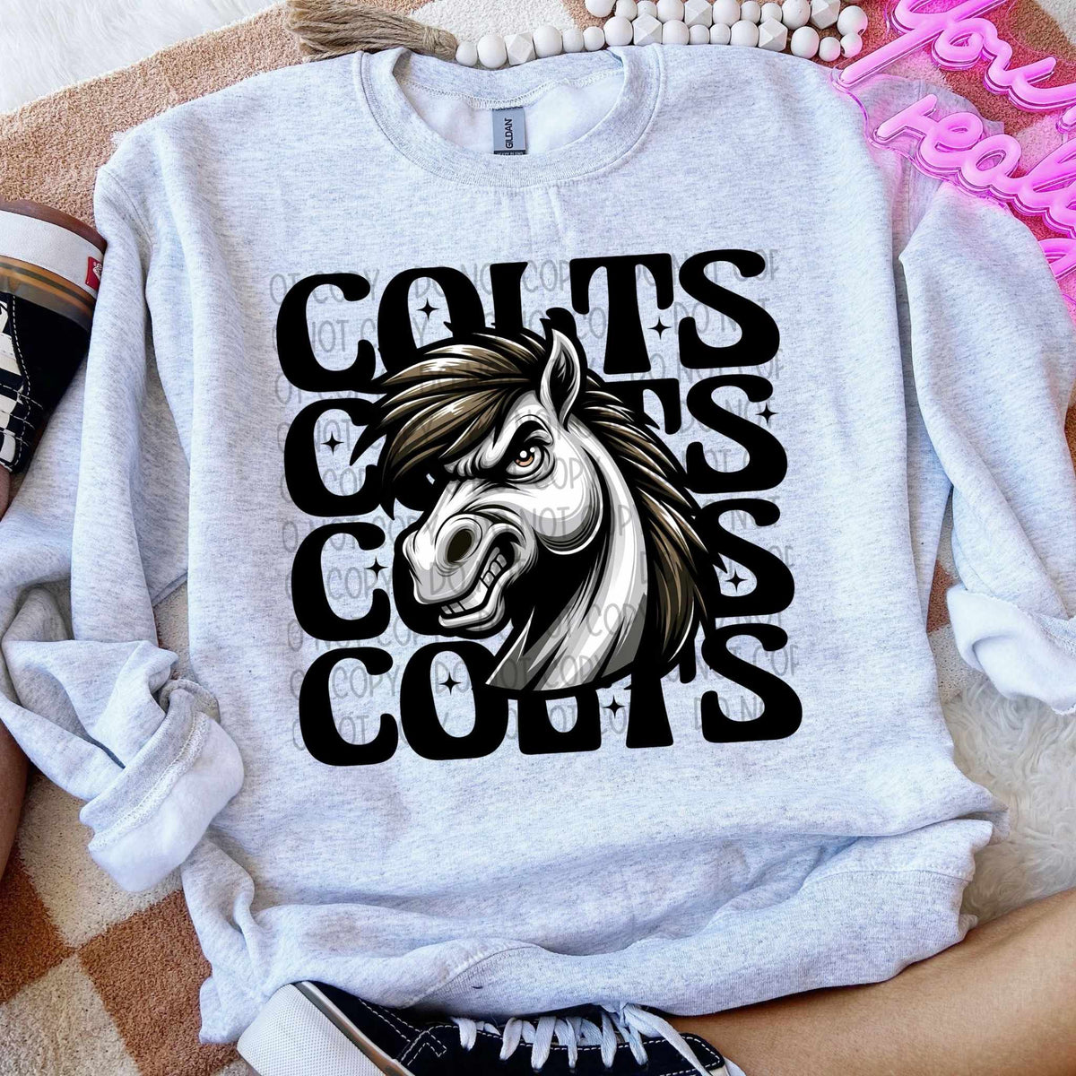 Colts stacked Winking Mascot SWD 49013  DTF transfer