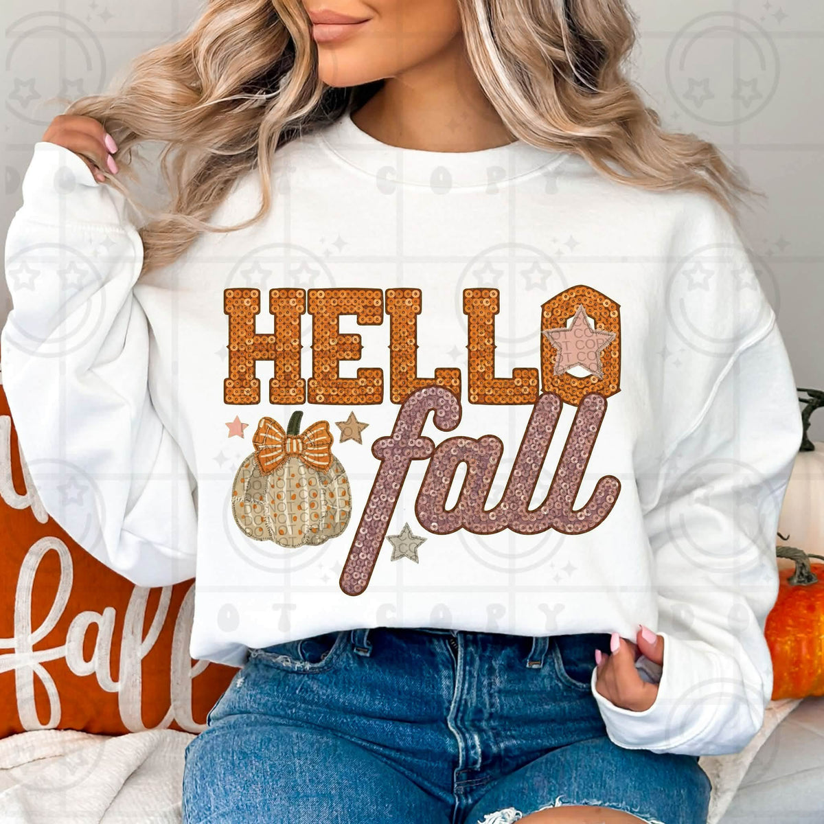 Hello fall star and pumpkin (HW) DTF Transfer