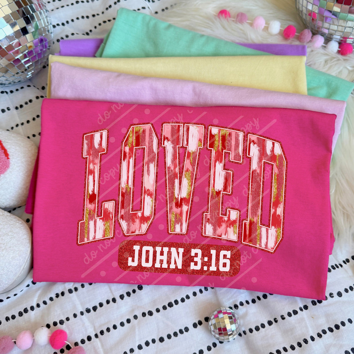 Loved John 3:16 brushstroke DTF transfer