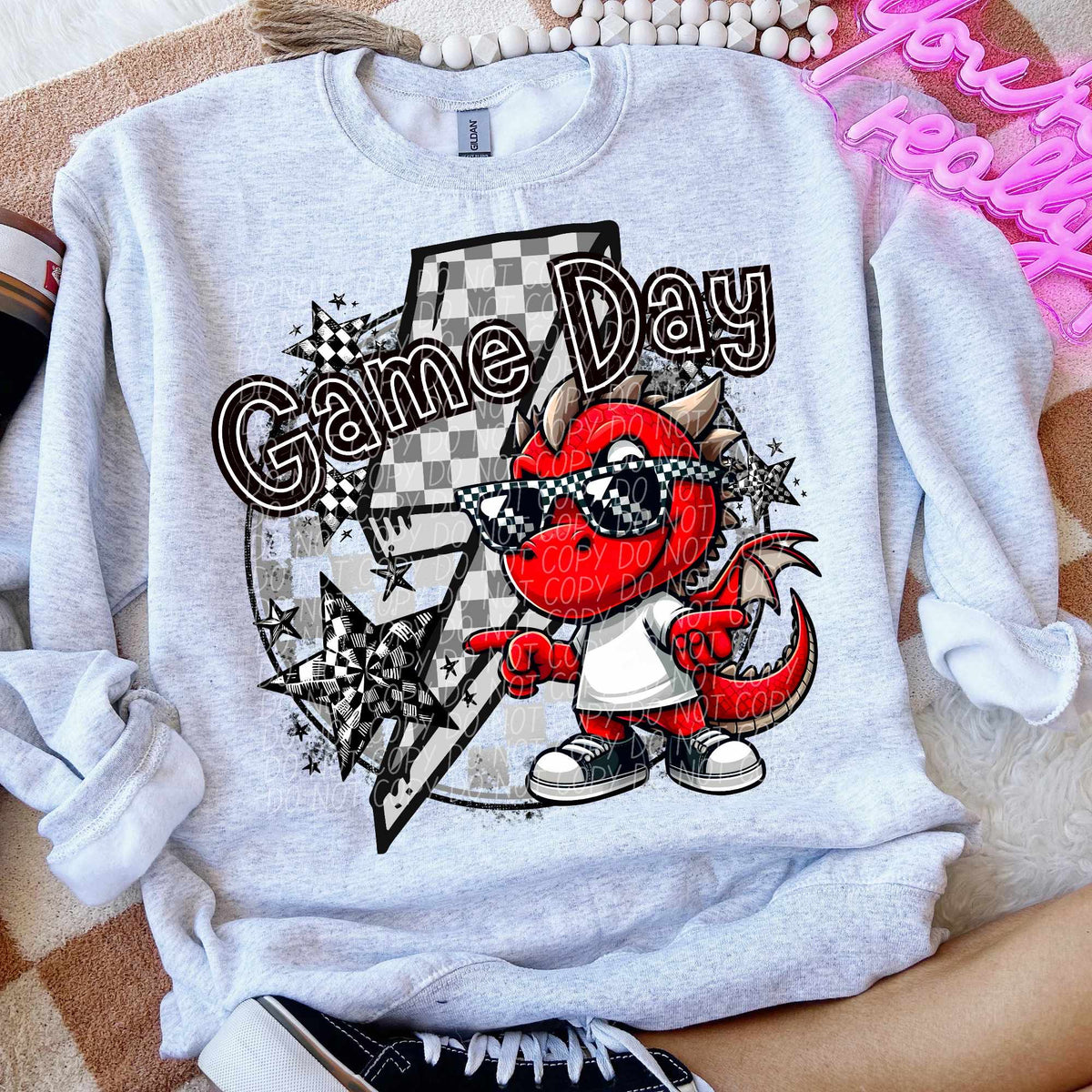 Game day red dragon lightning bolt (CITY) 52566 DTF transfer