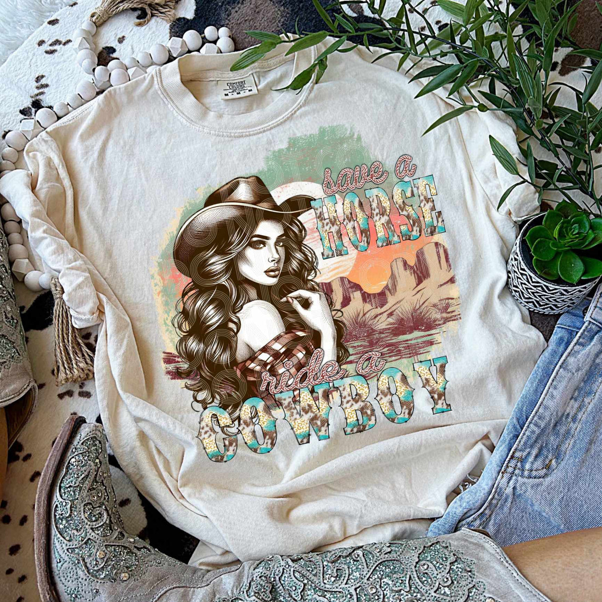 Save a horse ride a cowboy (DD) 80283 DTF transfer
