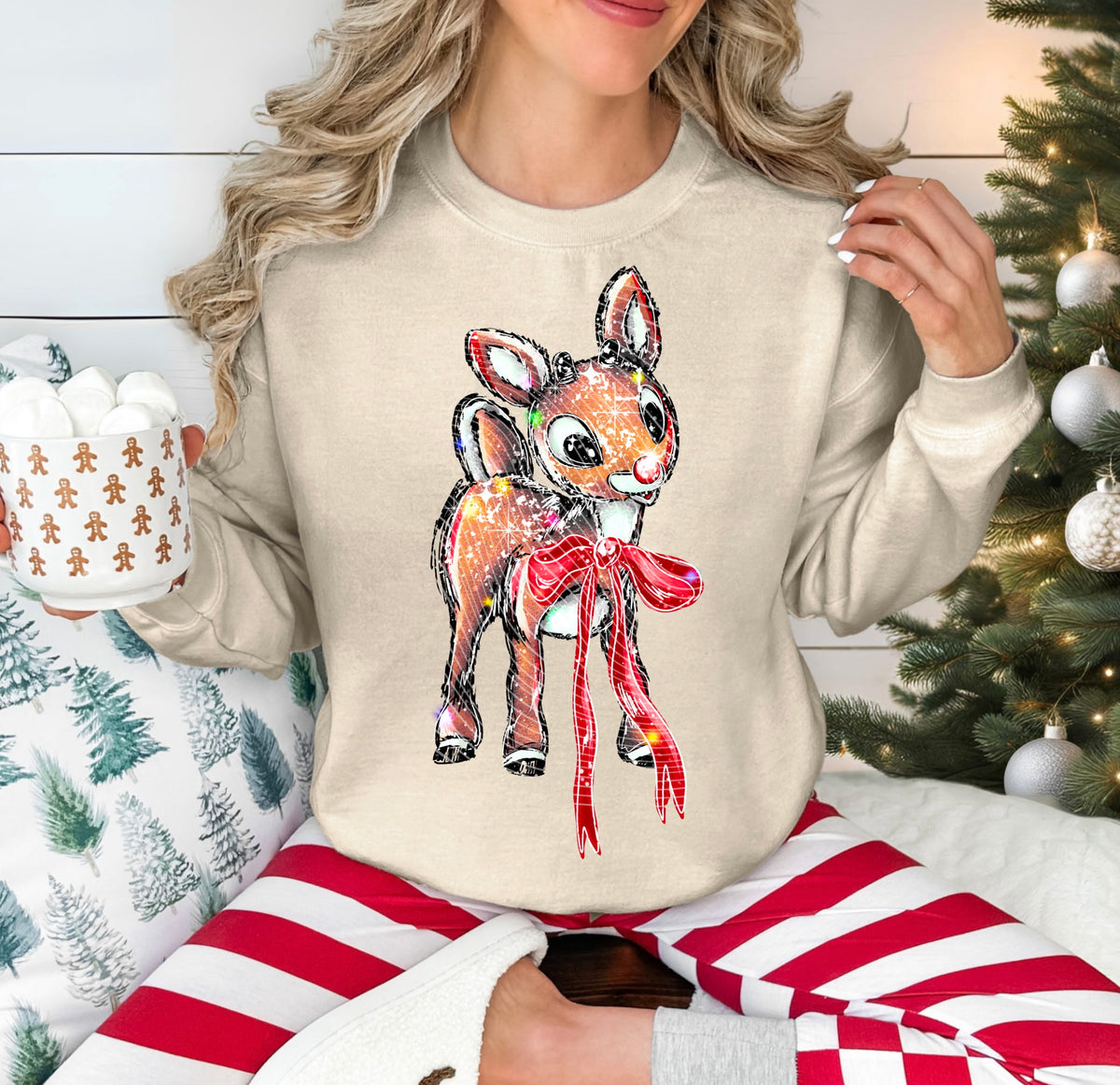 Reindeer and Red Bow (AG) DTF transfer