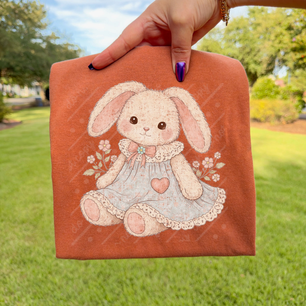 Vintage stuffed bunny (girl) DTF Transfer