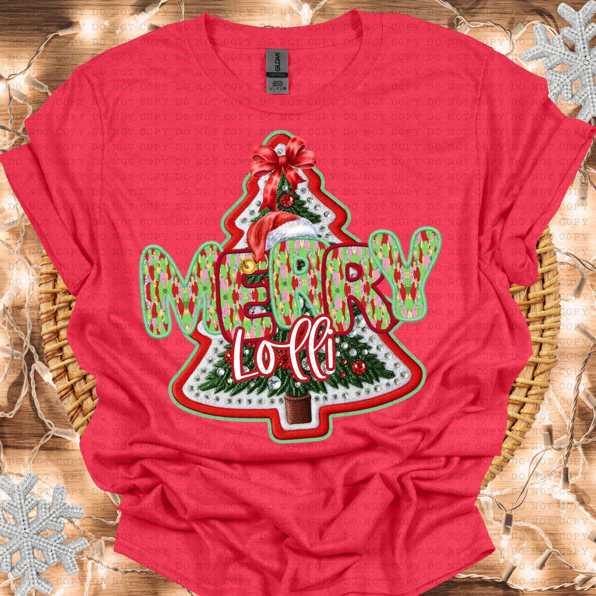 Merry lolli embroidered tree (ECHT) 64559 DTF transfer