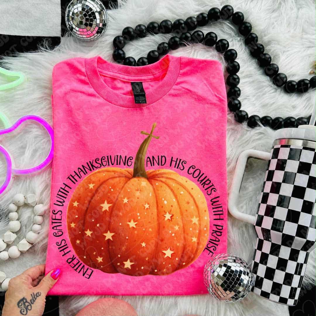 Enter his gates with thanksgiving (oh honey) DTF transfer