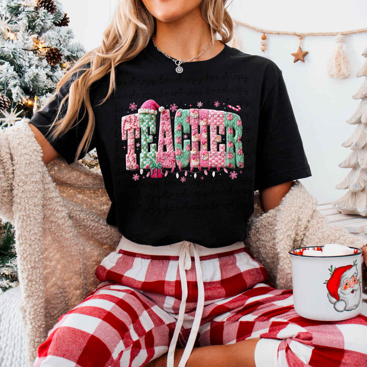 Faux Yarn Teacher Christmas 116749 DTF Transfer