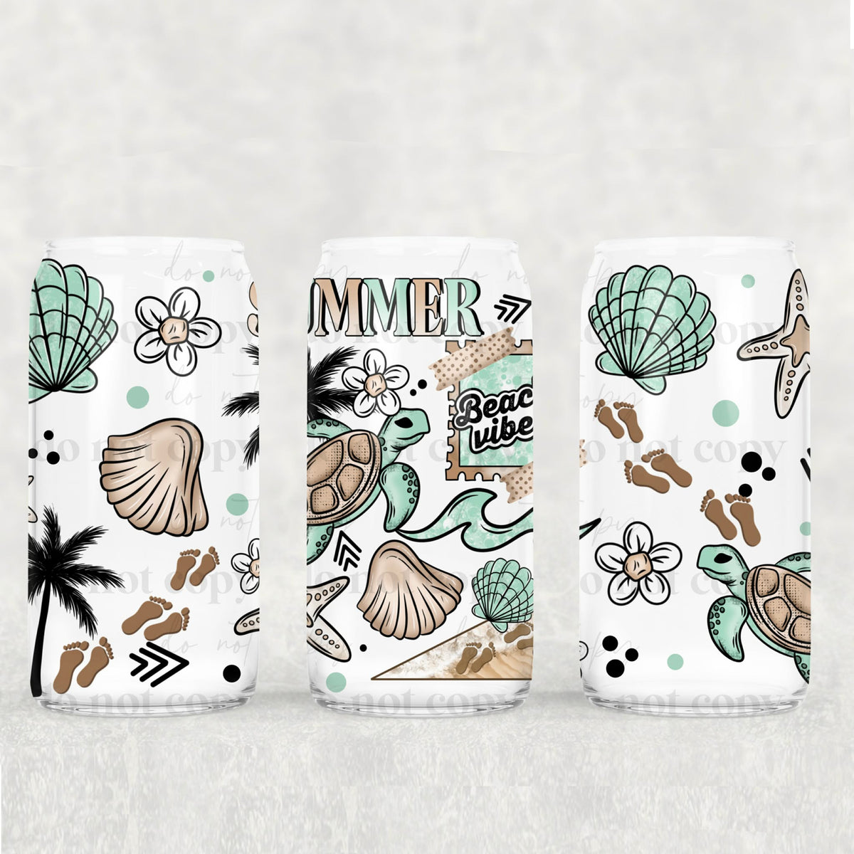 Summer beach vibes turtle seashells waves (CSC) UV DTF WRAP