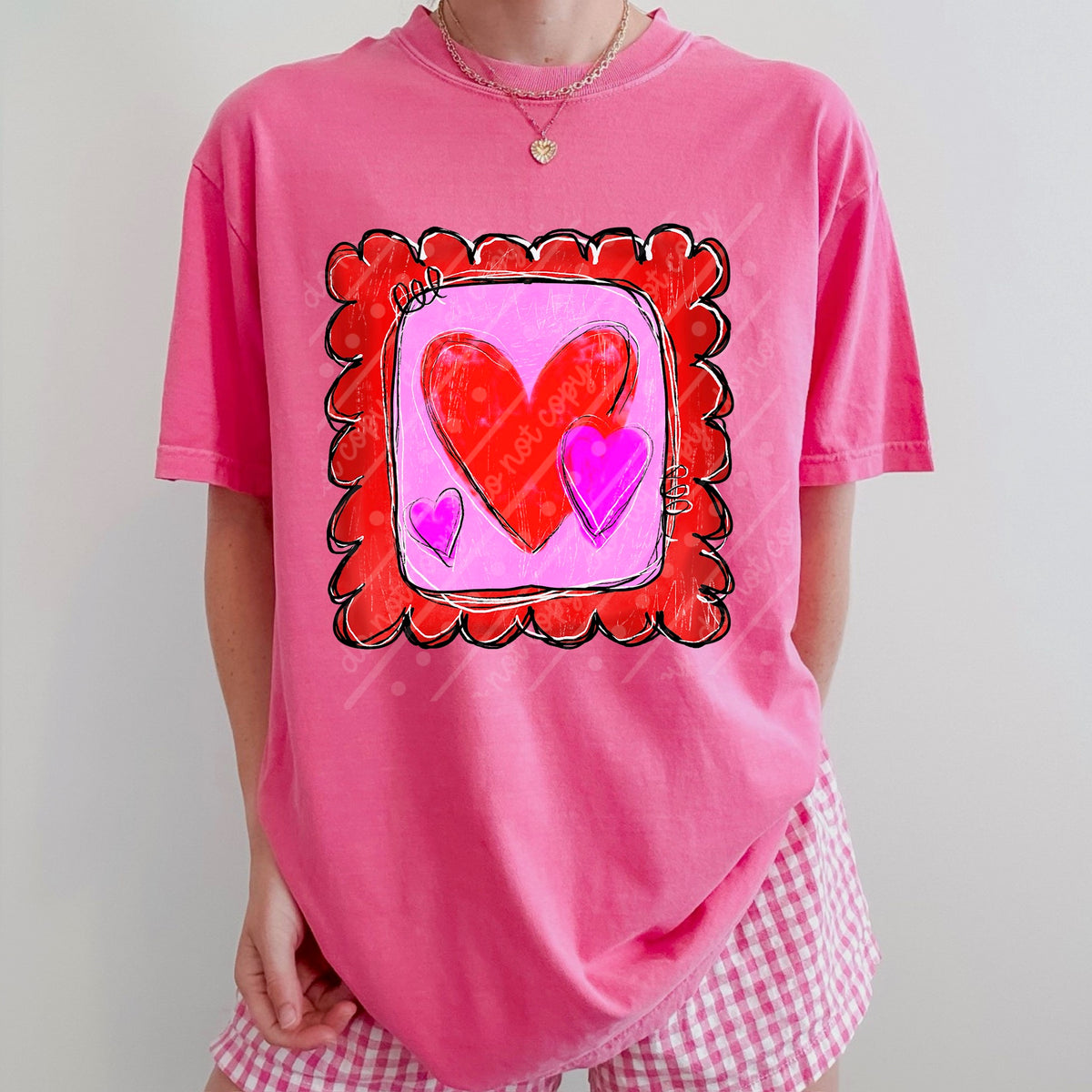 Red frame with hearts DTF transfer