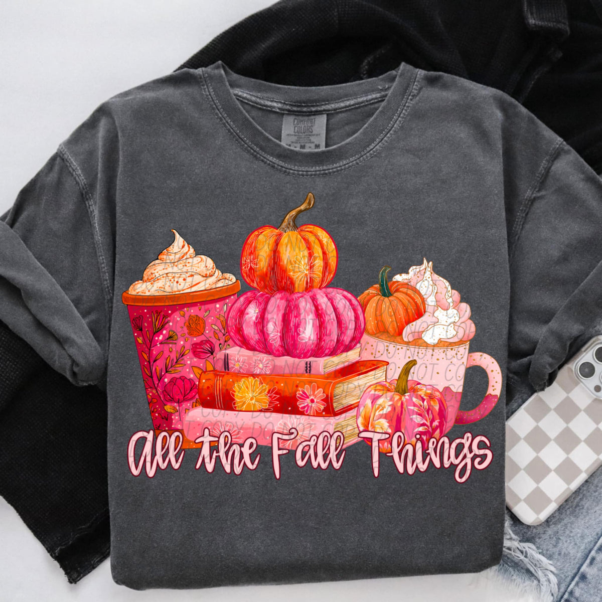 All The Fall Things books pumpkins (City) DTF transfer