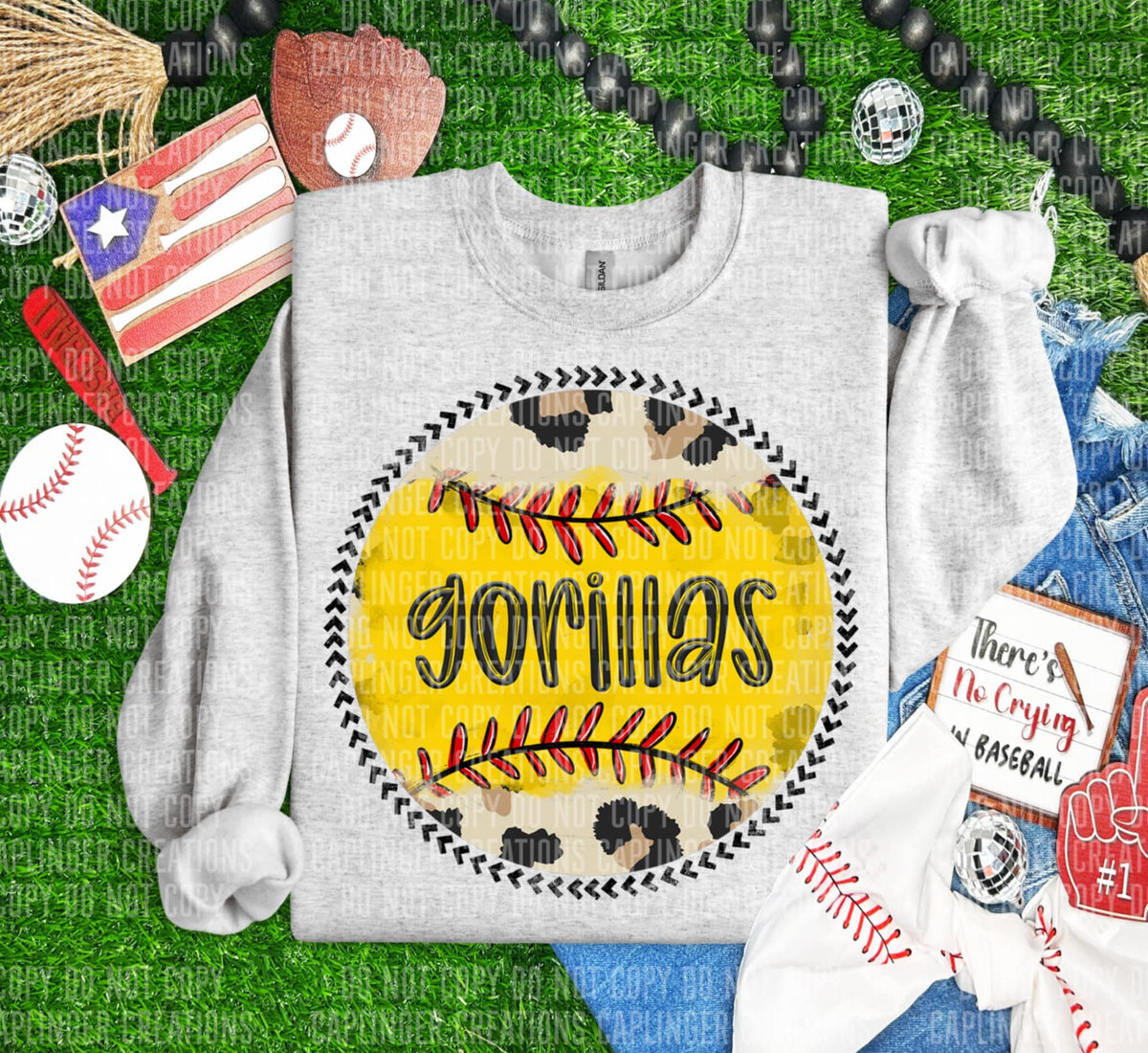 Gorillas softball background (Caplinger) 90955 DTF transfer