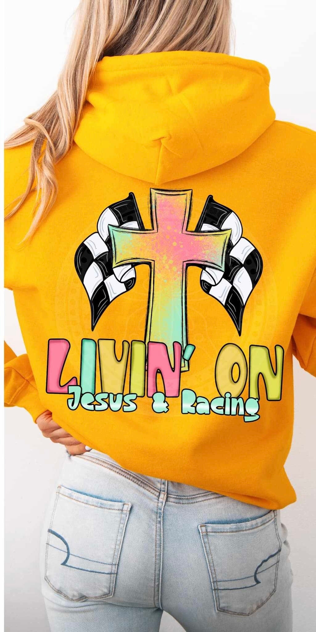 Livin’ on Jesus & racing 84249 DTF transfer