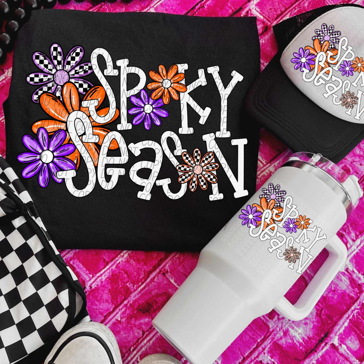 Spooky season orange and purpleflowers (City) DTF transfer