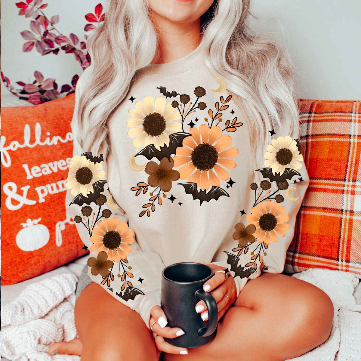 Brown bat florals (front only) (CSC) DTF Transfer