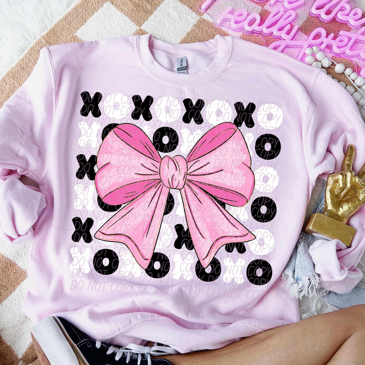 Xoxo pink bow (CITY) 79182 DTF transfer