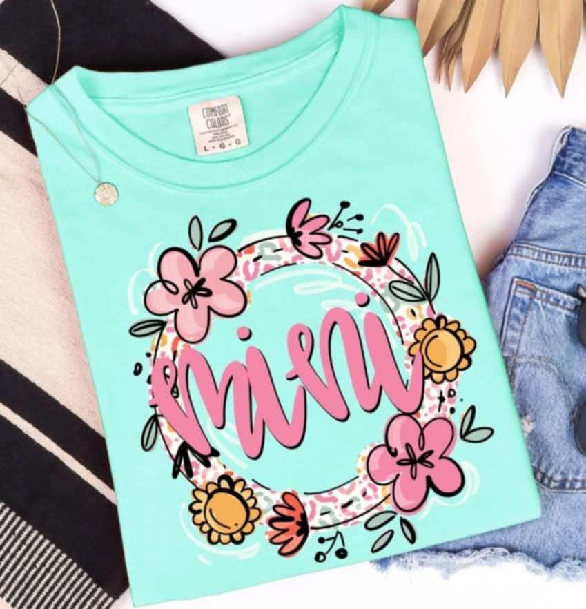 Mini pink floral circle (S&G) 96509 DTF transfer