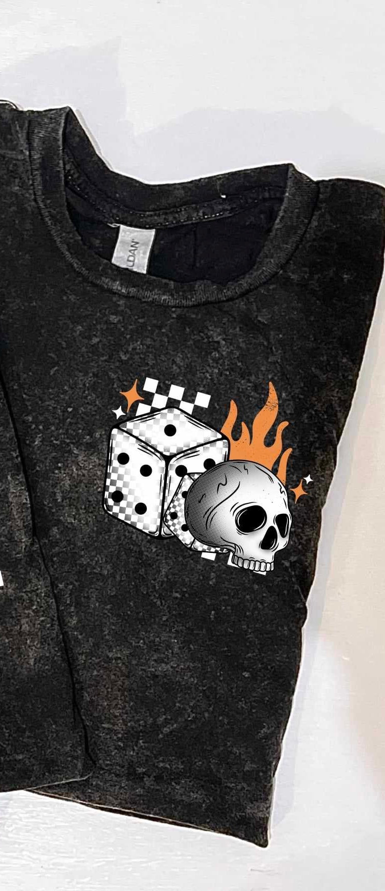 Dice and skull white checkered (CSC) 55560 DTF transfer