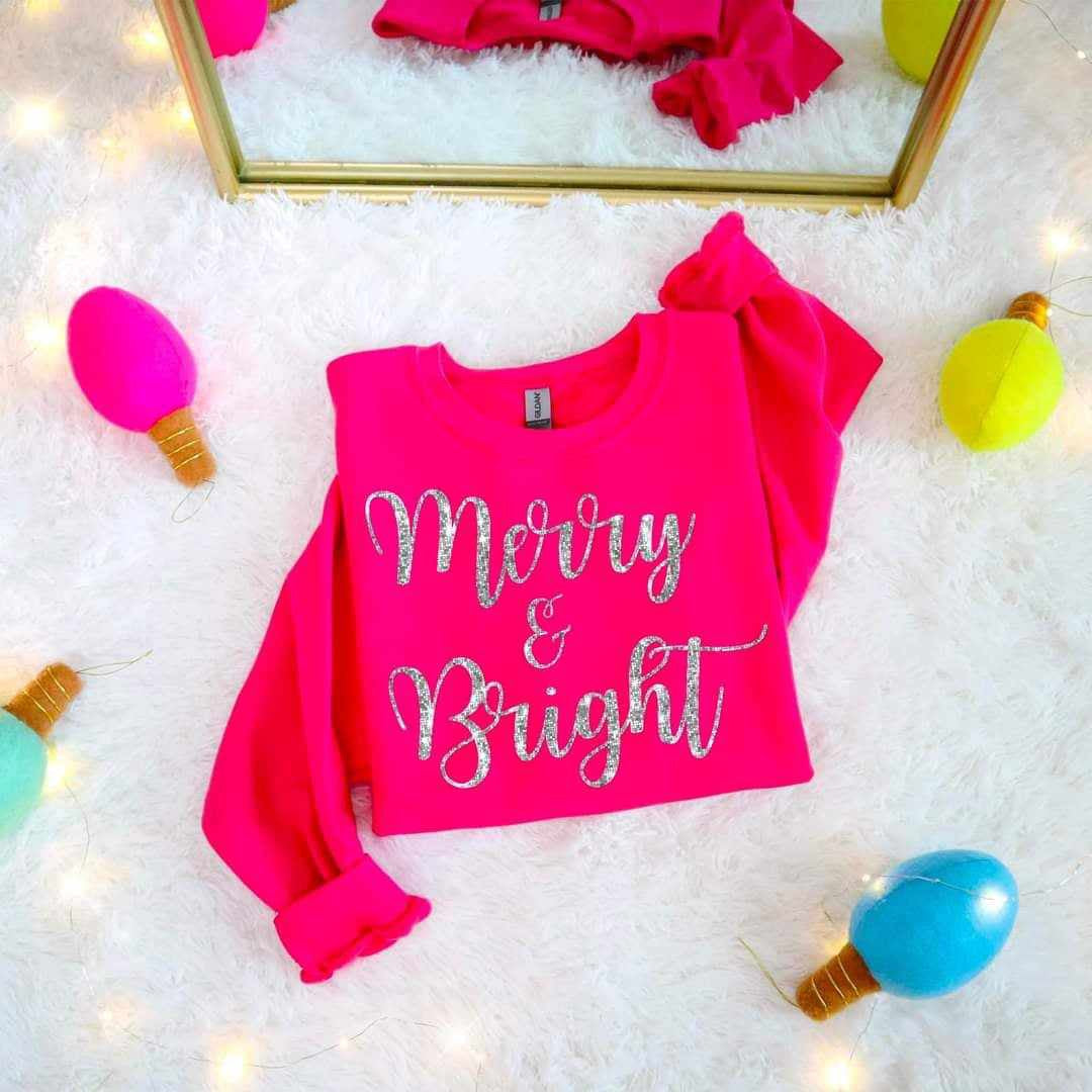Merry & bright silver sequin (ABD) 65759 DTF transfer