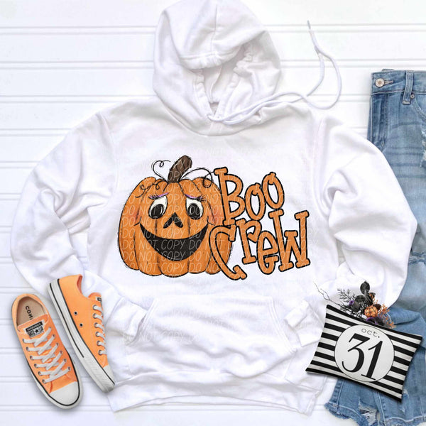Boo crew orange lettering and pumpkinCITY DTF transfer