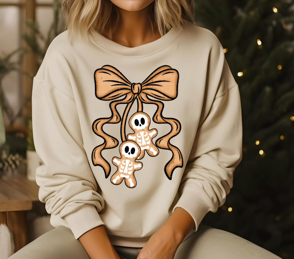 Skeleton Gingerbread Bow (Linda) DTF transfer
