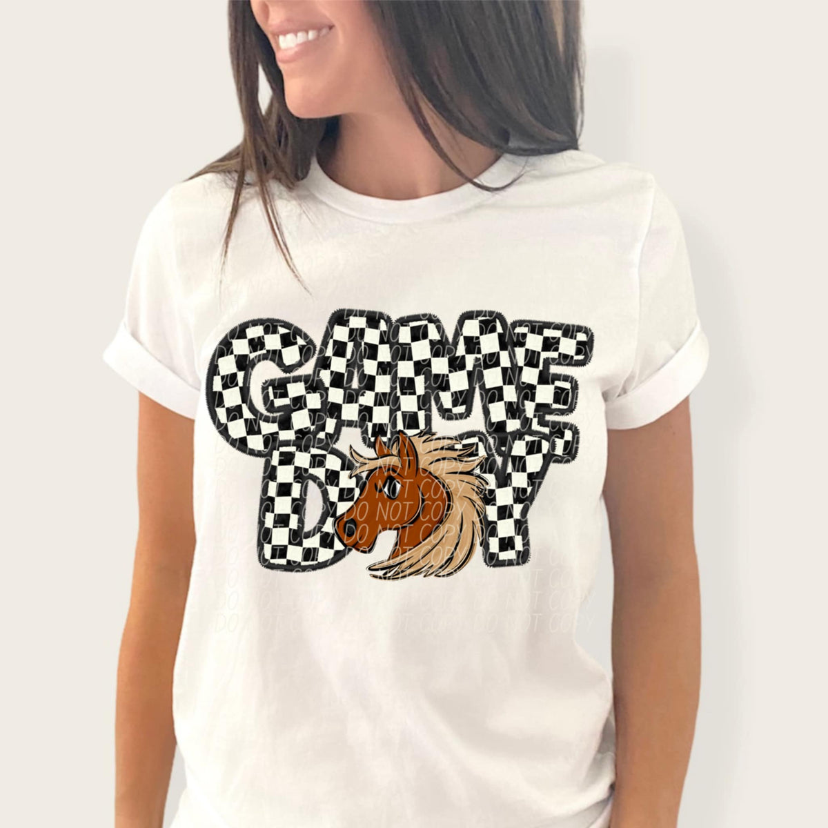 Game day mustangs checkered (CITY) 91363 DTF transfer