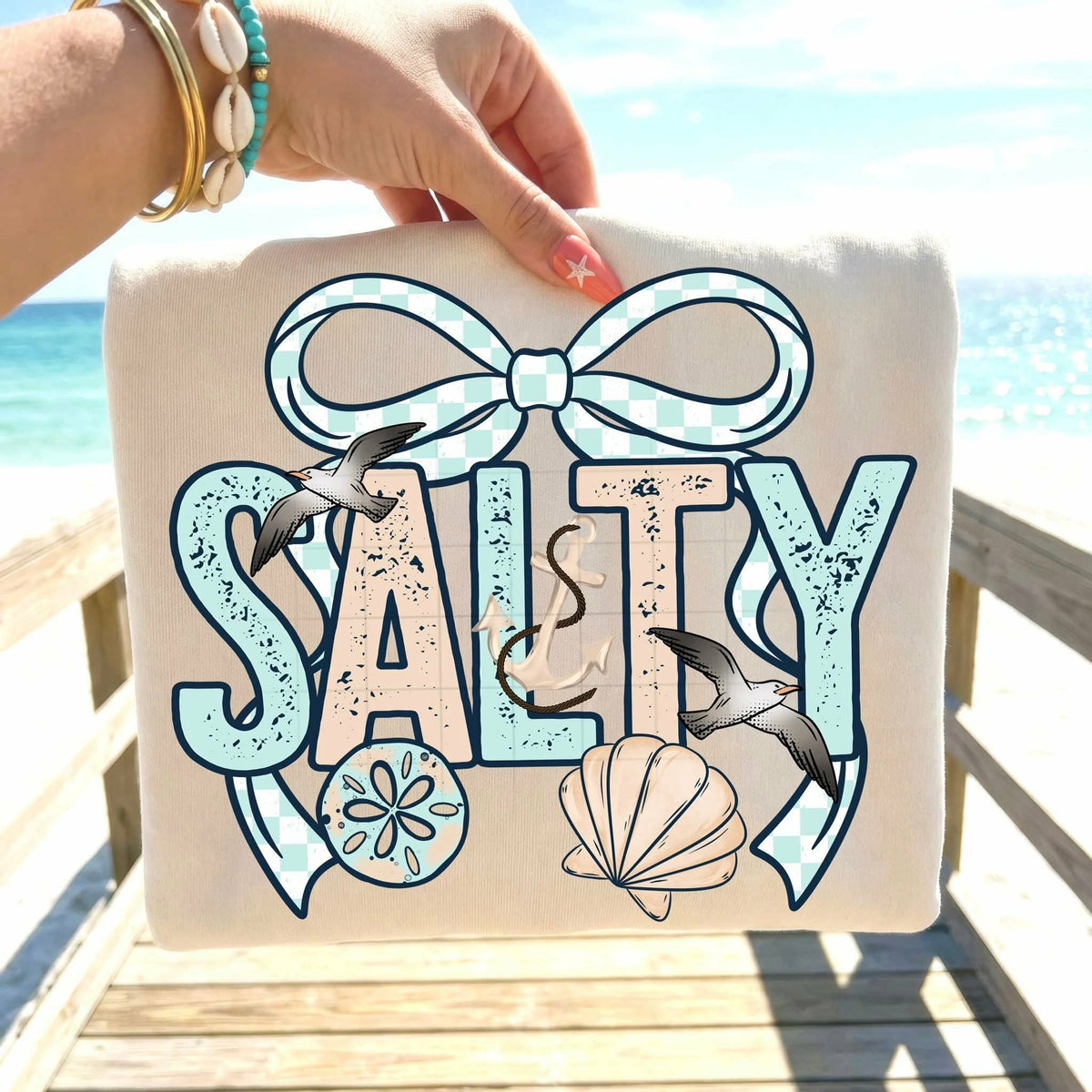 Salty shells and bow Sunday Special DTF transfer
