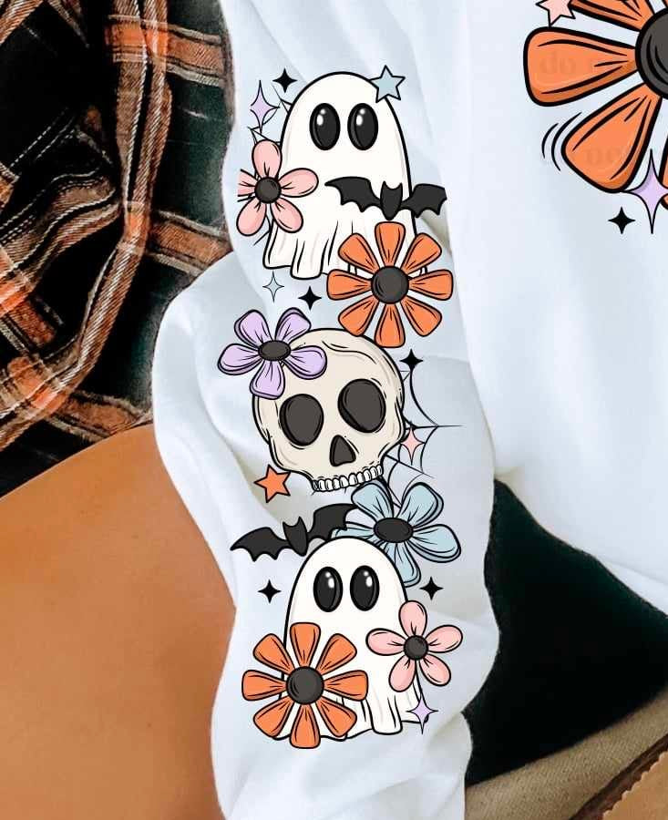Ghosts and flowers sleeve (CSC) 55182 DTF transfer