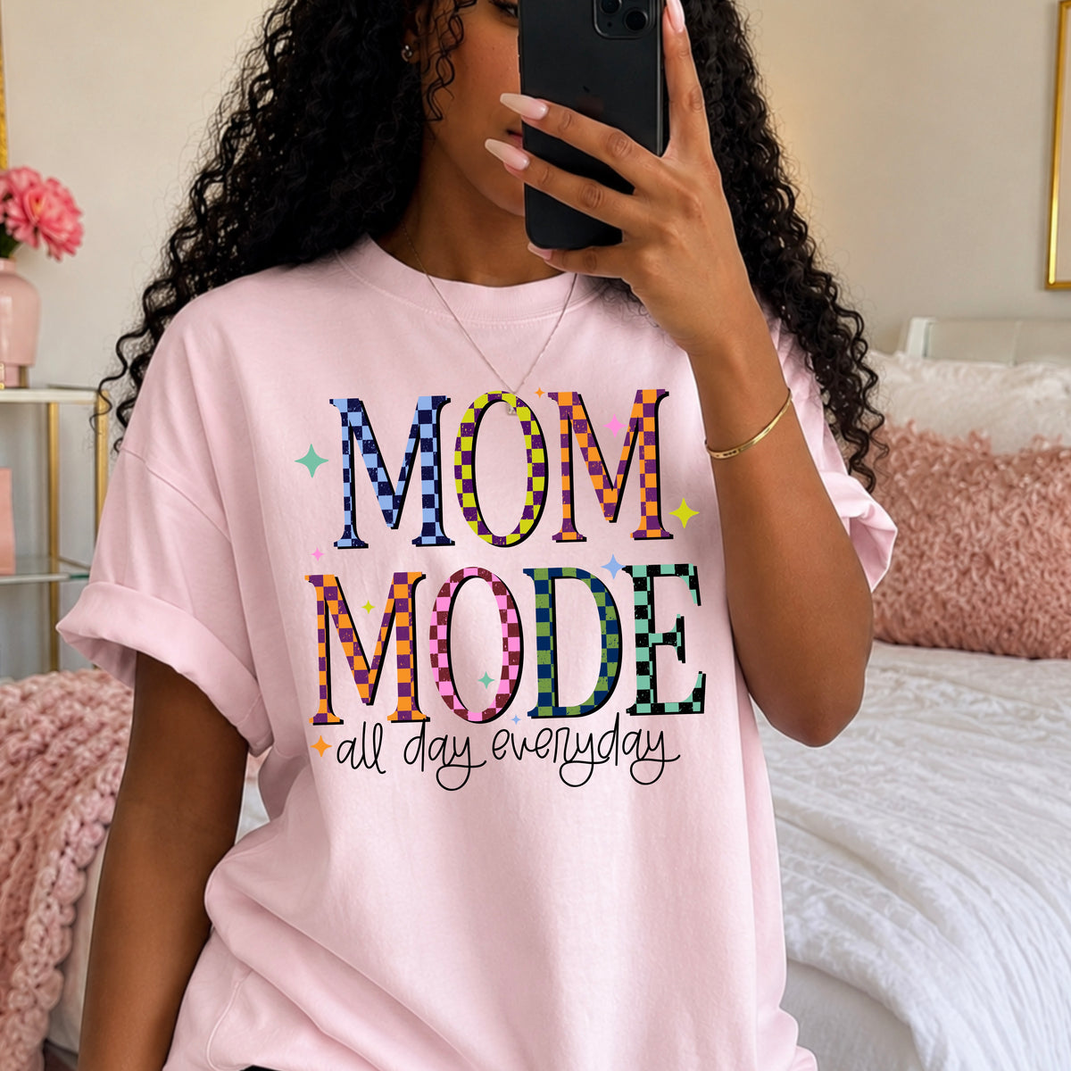 Mom mode checker (black) (CSC) DTF Transfer