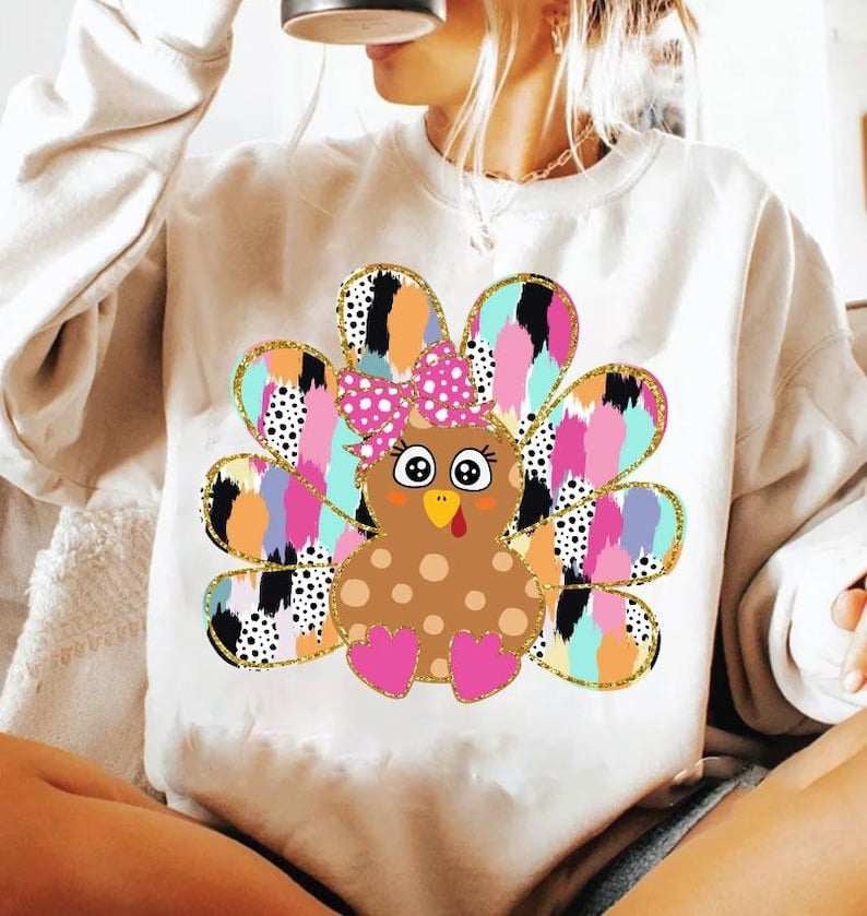 Colorful Turkey brushstroke tail 64947 DTF transfer