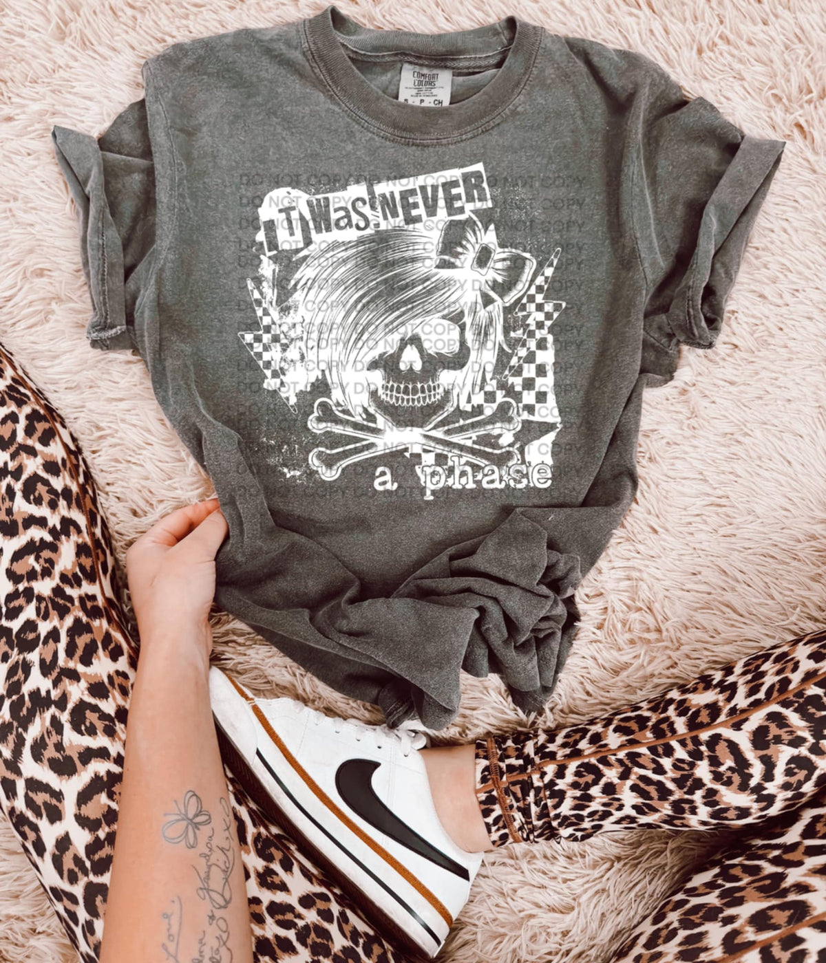 It was never a phase emo skull WHITE SCG DTF transfer