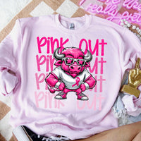 Pink out stacked buffalo character 60049 DTF transfer