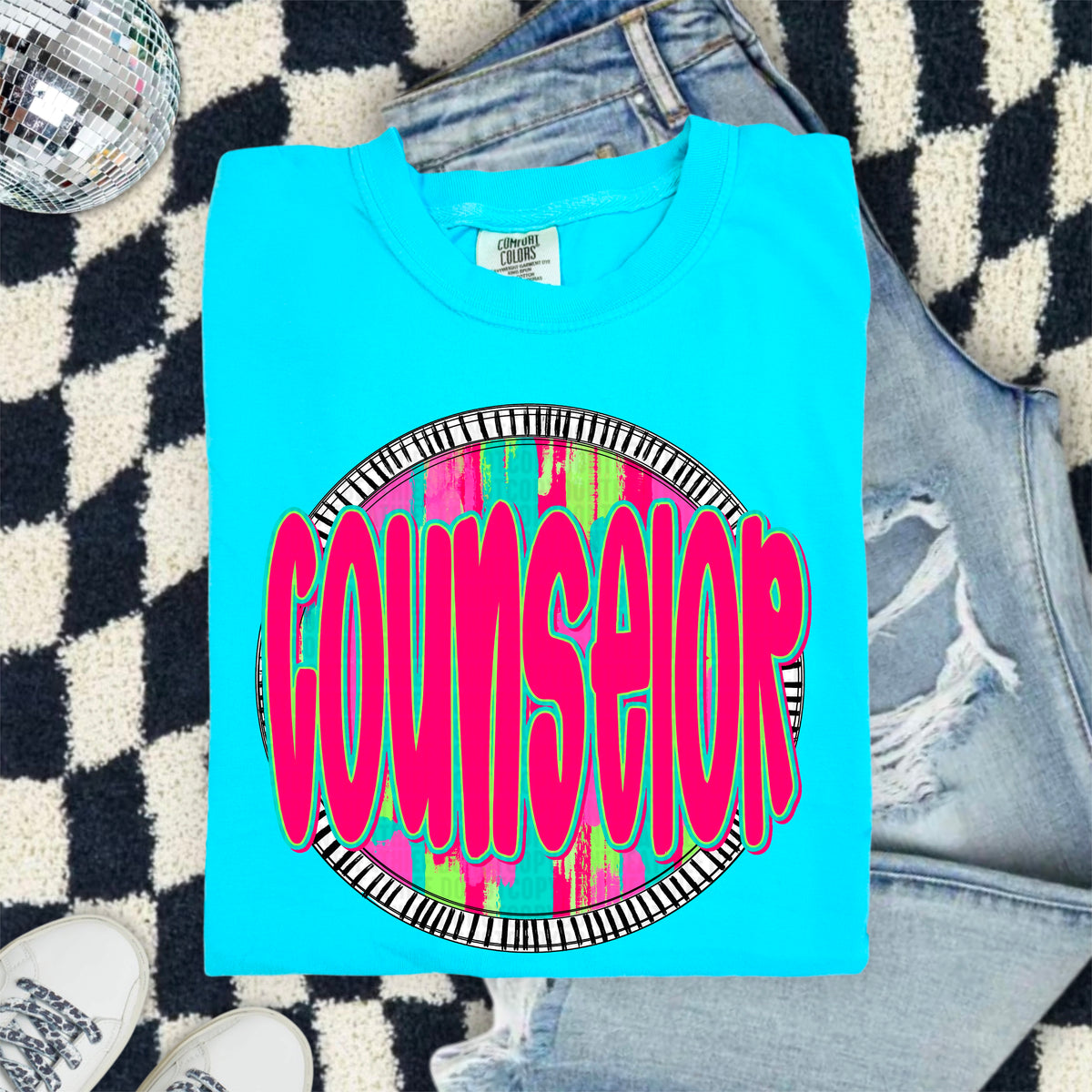 Counselor pink font circle 103944 DTF transfer