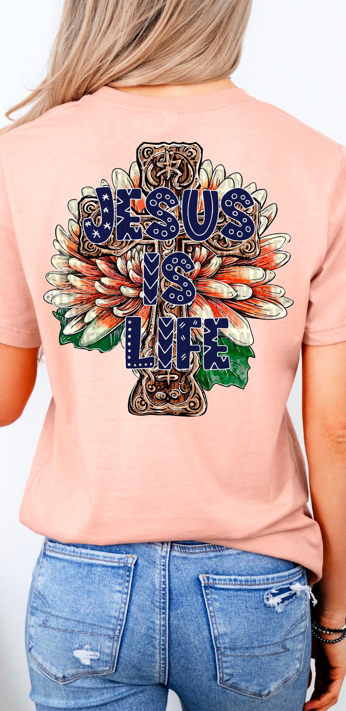 Jesus is life cross 103522 DTF transfer