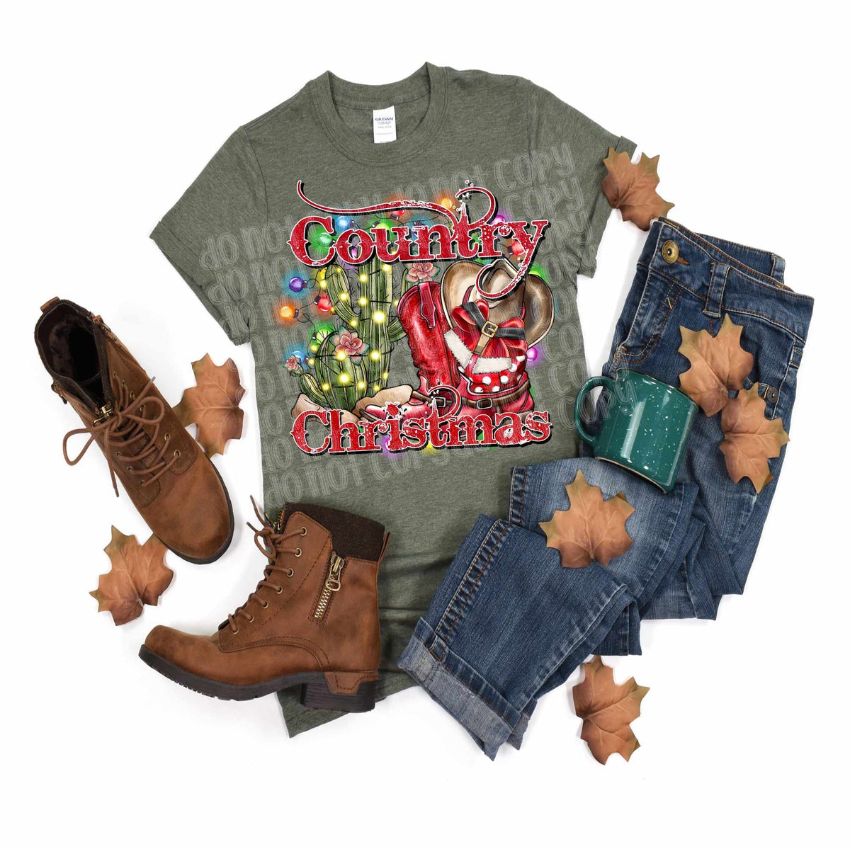 Country Christmas red font (HW) 60566 DTF transfer