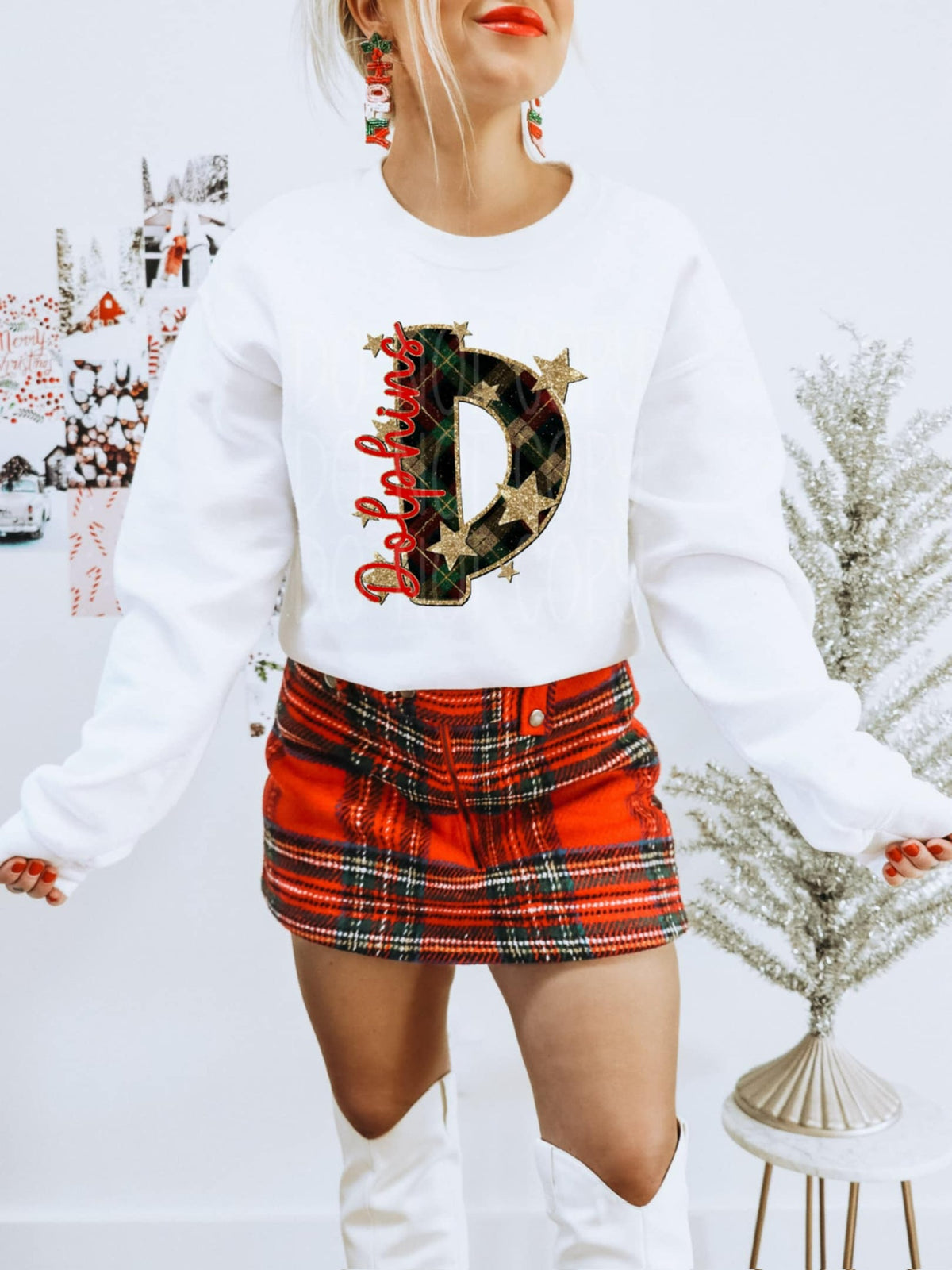 Dolphins plaid and gold stars (PH) DTF Transfers