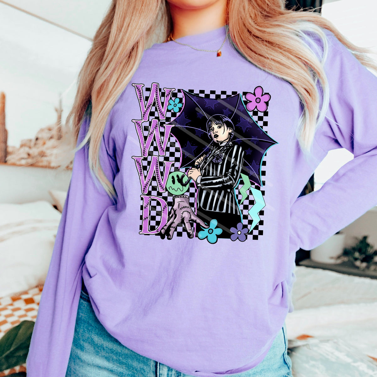 WWD with checker and flowers 113946 DTF transfer